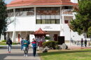Students walk around on Merced College's main campus.