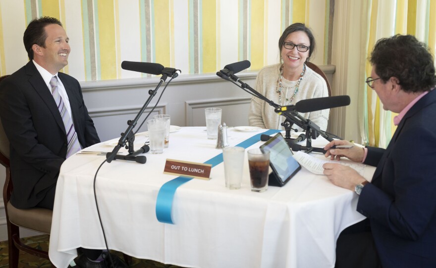 IP attorney Michael Leachman, photographer Cheryl Gerber, and Peter Ricchiuti, Out to Lunch at Commander's Palace