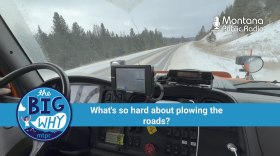 Missoula Transportation Department Snowplow Driver John Buresh clearing Highway 200 near Seeley Lake, MT on Jan. 10, 2024.