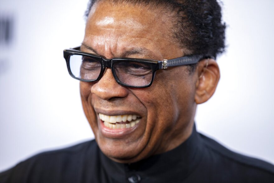 Herbie Hancock arrives at the presentation of the Gershwin Prize, which honors a musician's lifetime contribution to popular music, hosted at DAR Constitution Hall in Washington on Wednesday, March 1, 2023. This year's winner was Joni Mitchell.