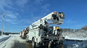 Eversource trucks in Falmouth.