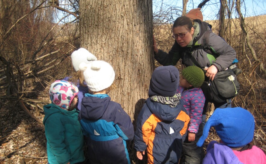 Before the pandemic: Teacher Erin Scanlon and children at Farm Hands Preschool.