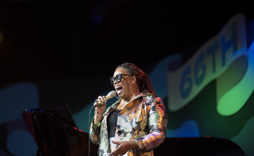 Dianne Reeves performing at the Monterey Jazz Festival