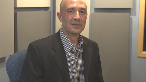 Robbie Mahrou, an independent candidate for the 2nd Congressional District, at an interview with NHPR on Oct. 20, 2026. The general election is Nov. 3.