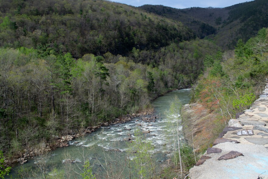 The Maury River runs through Goshen Pass in northern Rockbridge County on its way to join the James.