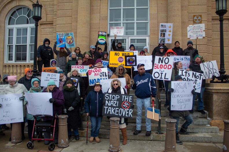 ‘Hands off Venezuela’: Dozens gather in Bay City to oppose US military actions