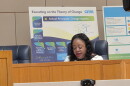 Acting Superintendent Melissa Balknight speaks at a school board meeting.