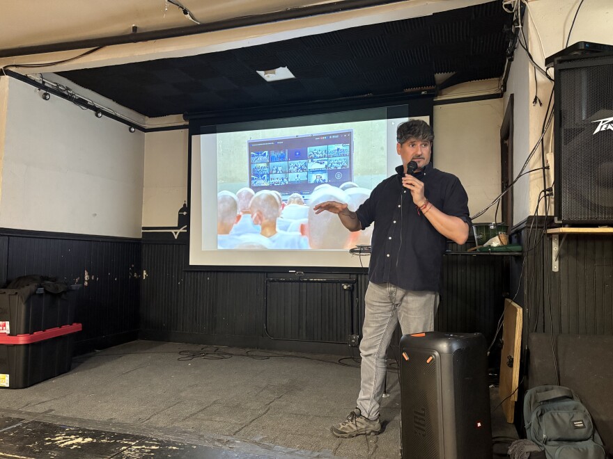 Sanz used photos in his presentation to show the audience examples of how the prison is being used. The photos being shown have been approved by the Salvadorian government.
