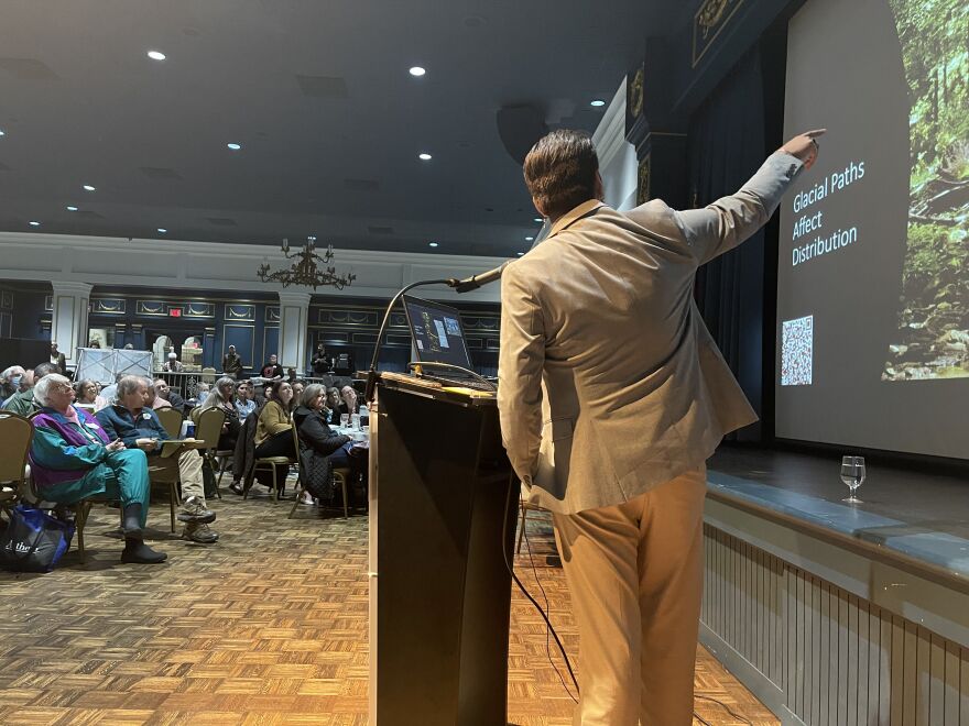 Talon Silverhorn speaks to the 2023 Ohio Botanical Symposium crowd