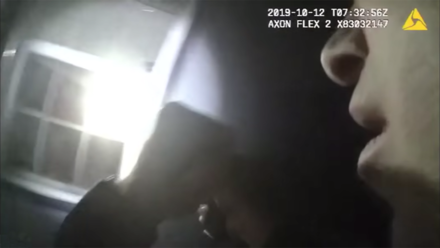 Body camera footage of a Fort Worth police officer one second before firing into a window, killing Atatiana Jefferson.