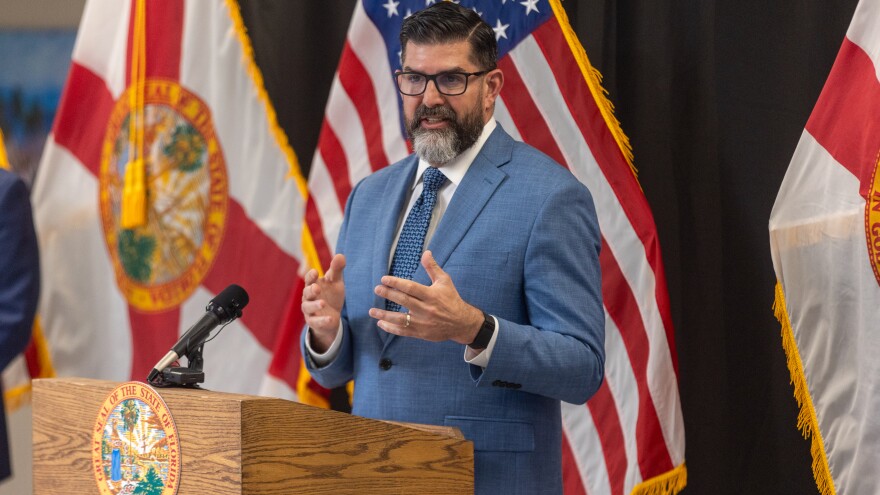Manny Diaz Jr. is the Florida Commissioner of Education. He is a former public school teacher and elected official. He spoke during a March 25, 2024 press conference at Cornerstone Classical Academy in Jacksonville. | Will Brown, Jacksonville Today