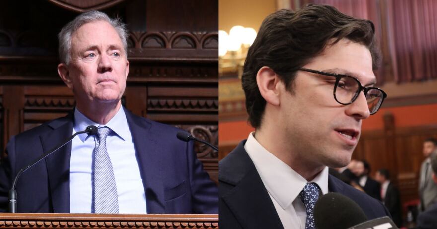 Connecticut Governor Ned Lamont (D) and State Senator Ryan Fazio (R-Greenwich)