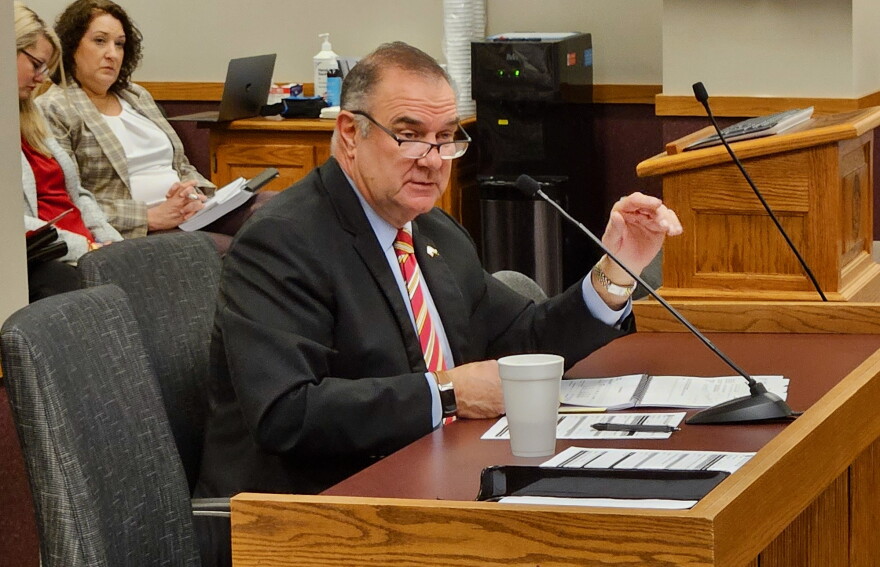 Lt. Gov. Mike Kehoe presents his budget requests to the Missouri House Budget Committee on Wednesday, Feb. 7, 2024.