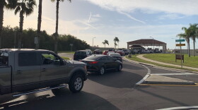 Traffic around MacDill Air Force Base was backed up after a lockdown was lifted. STEPHANIE COLOMBINI/WUSF PUBLIC MEDIA