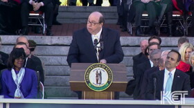 Mac Brown speaks at former Gov. Matt Bevin's inauguration in 2015, just after he was elected to be the chairman of the Republican Party of Kentucky. Bevin also tapped Brown to lead his 21-person transition team.