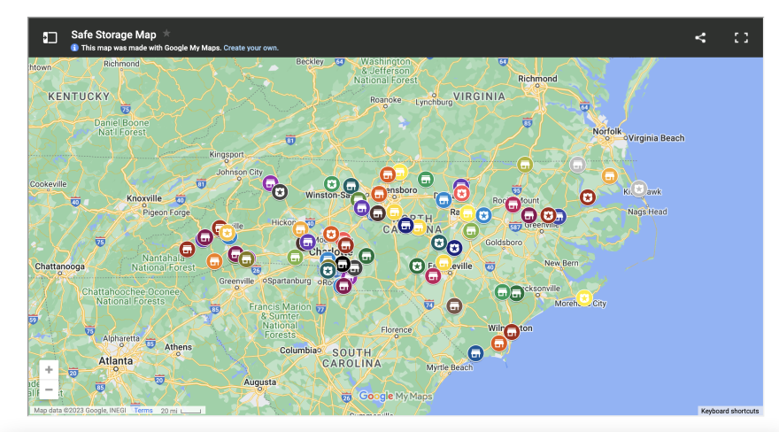 Available NC SAFE gun storage locations in North Carolina.