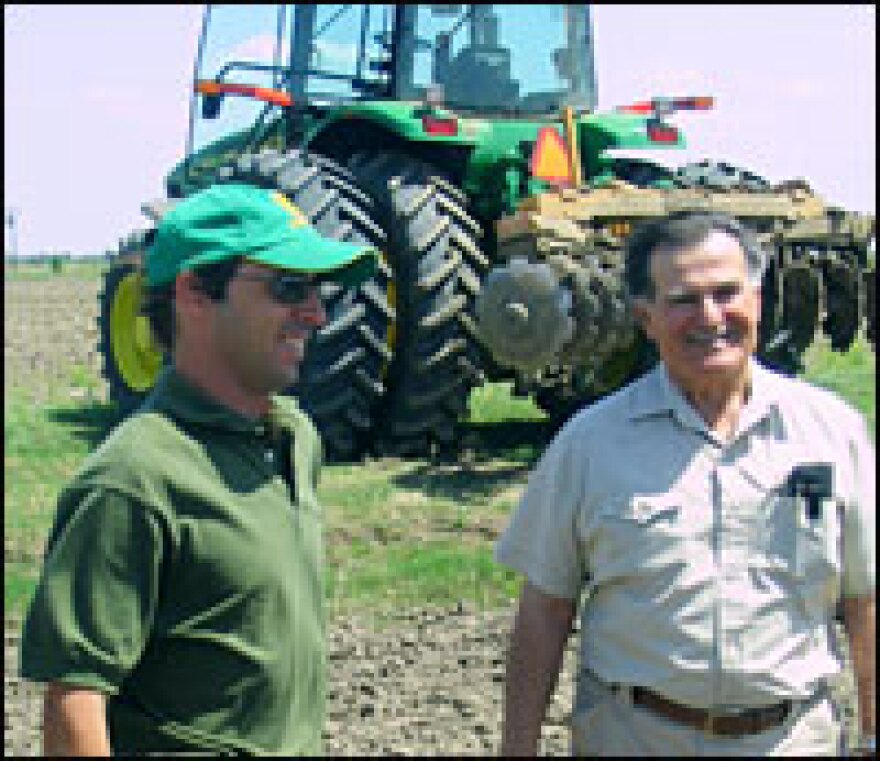 The Aguzzi family came to the Delta region in the late 1800s. They now own a nearly 10,000-acre farm operation. Joe Aguzzi (right, seen with his grandson) says he knows how lucky his family is to be thriving, given the tremendous change in the region.