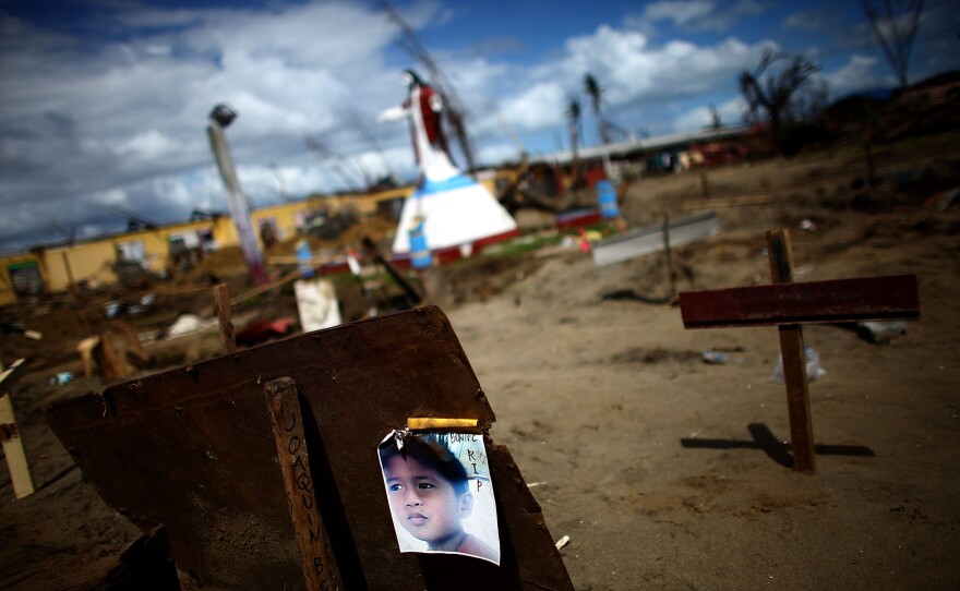 A makeshift graveyard outside San Joaquin Parish is now the final resting place of hundreds in the province of Leyte, Philippines.