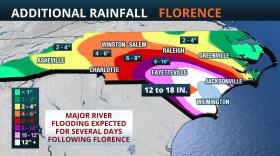 Additional rainfall expected Saturday and Sunday from Tropical Storm Florence.