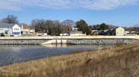 A tide gate in the Chesterfield Heights neighborhood, part of the Ohio Creek Watershed Project jumpstarted by college students. (Photo by Katherine Hafner)