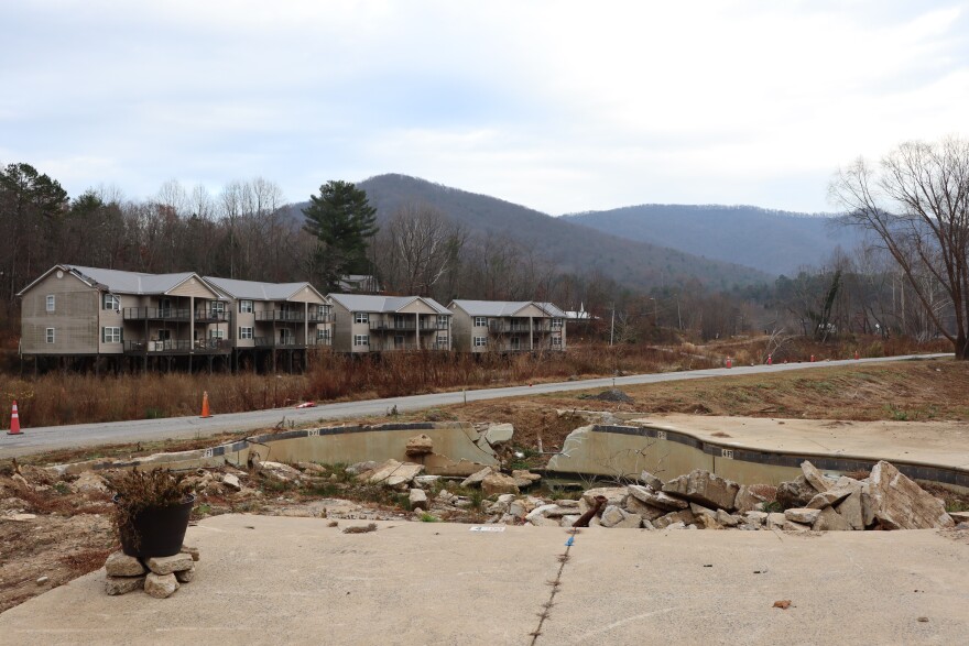 A damaged pool in the River Knolls neighborhood. Homeowners pay $500 a month in HOA fees.