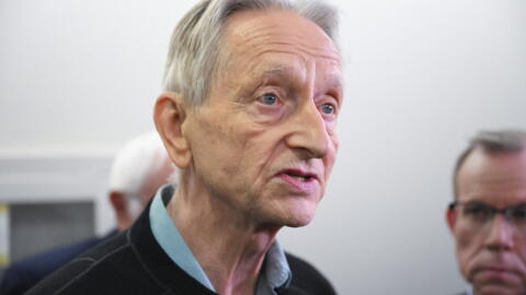 An emeritus professor dubbed the "godfather of AI" Geoffrey Hinton speaks to journalists after addressing an Artificial Intelligence (AI) briefing for Senators led by U.S. Senator Bernie Sanders (I-VT) on September 16, 2026 at the U.S. Capitol in Washington, DC. (Roberto Schmidt/Getty Images)