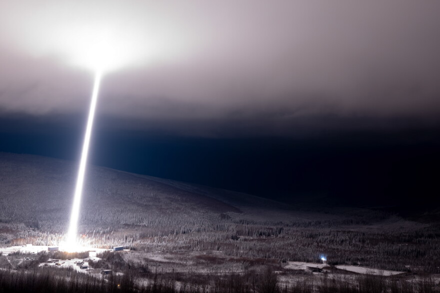 NASA’s DUST III rocket launches from the Poker Flat Research Range north of Fairbanks on Oct. 19, 2026.