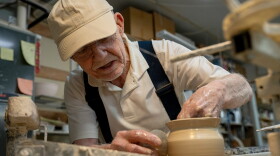 Michael Wendt shapes a pot on his pottery wheel on Tuesday, Jan 27, 2026 at Wendt Pottery in Lewiston.