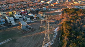 Electrical lines running through a neighborhood in Austin, Texas.