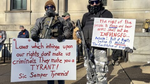 Gun rights advocates rally outside of Richmond's Capitol Square in February.