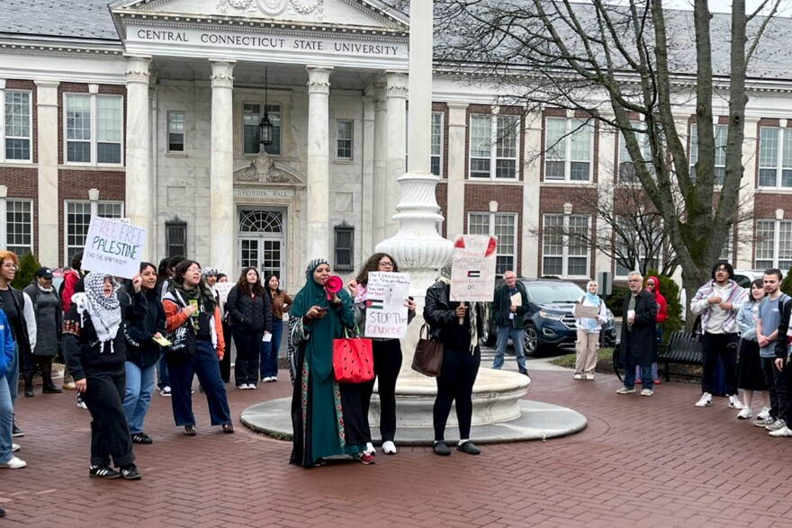 Pro-Palestinian protest on the CCSU campus in New Britain.