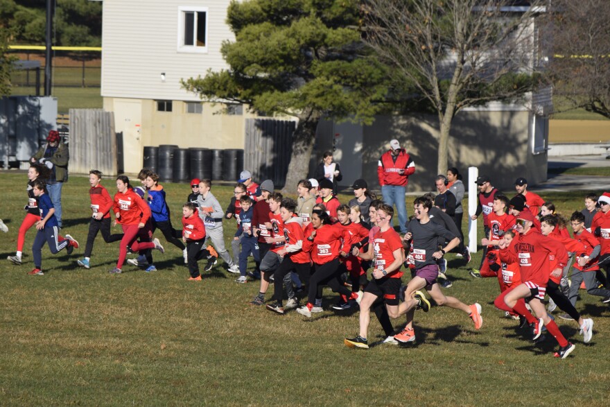 Hundreds of participants in the Redder For Edder Walk/Run take off at the start of the race Saturday, Nov. 22, 2025, at Parkside Junior High School in Normal. The race honors Edder Diaz, a PJHS cross-country team member who died Nov. 8 from injuries suffered in a Nov. 2 house fire. The event was a fundraiser to support the Diaz family.