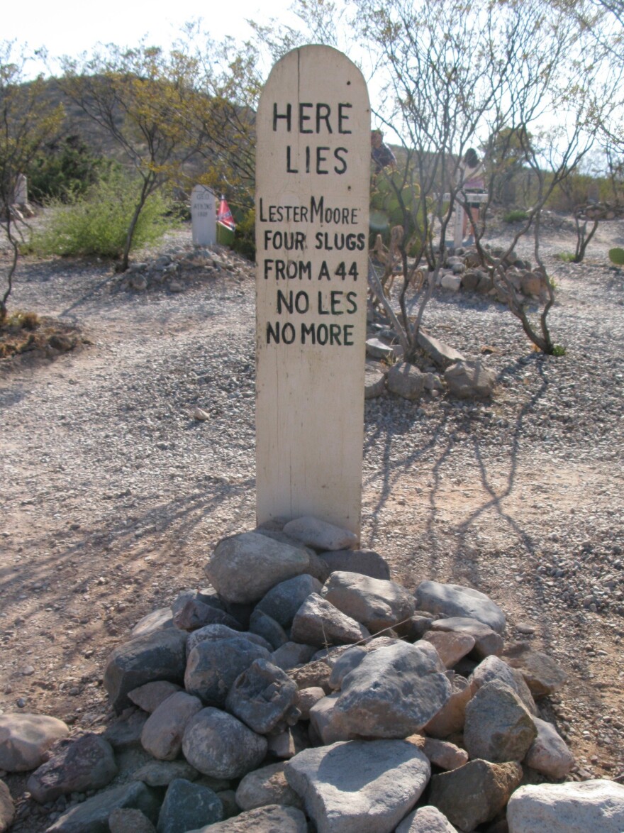 Johnny Cash immortalized the graveyard's most famous tombstone in the song "The Ballad of Boot Hill."