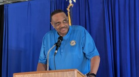 U.S. Rep. Al Lawson (D-Tallahassee) speaks at a check presentation ceremony in Gadsden County on Thursday, April 14, 2022.