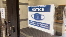 A sign at the entrance of El Reno High School. Masks are required for students, staff and visitors at the district.