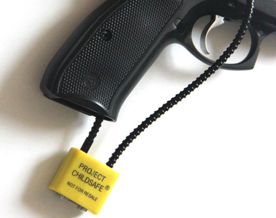 From 2011 through 2016, the majority of gun deaths in Vermont were suicides. Public health professionals are working to reduce that number by encoraging people to safely store their firearms using gun locks and safes. (Emily Alfin Johnson/VPR Photo Illustration)