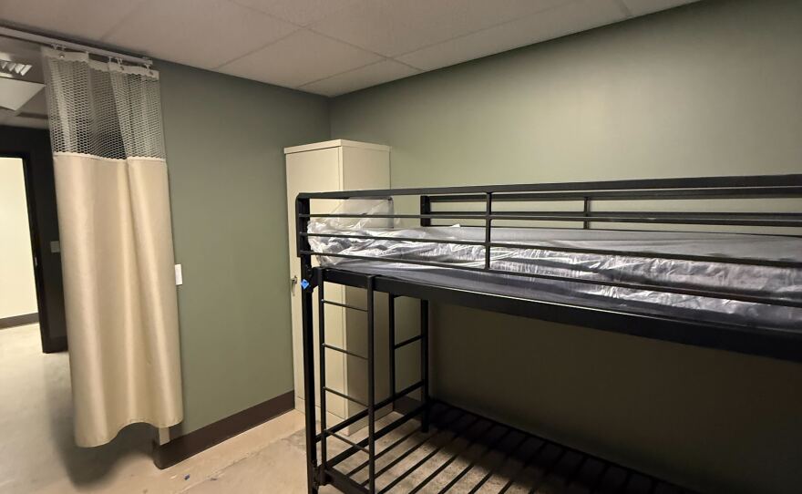 An undecorated room in Interfaith Sanctuary.
