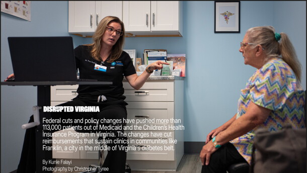 Dr. Dana Stallings, owner of Southside Diabetes in Franklin, Virginia, speaks with a patient.