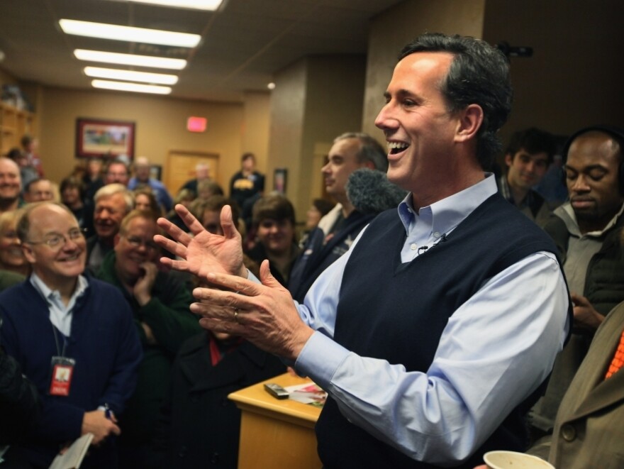 Rick Santorum speaks at the Daily Grind coffee shop on Jan. 1, 2012 in Sioux City, Iowa.