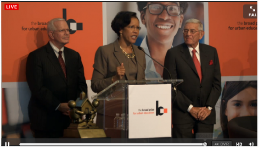 OCPS superintendent Barbara Jenkins receiving the Broad Prize