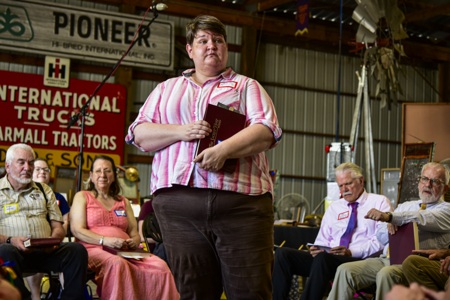 Sarah Ward is a leader in the Indy Sacred Harp community, a growing community of singers in Indianapolis, Indiana. Each year, they help organize a singing at the Indiana State Fair.