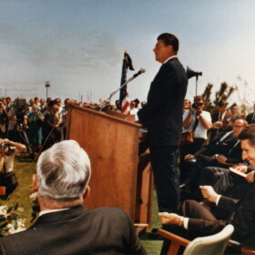 Governor Ronald Reagan at the groundbreaking for CSU Bakersfield in April 1969