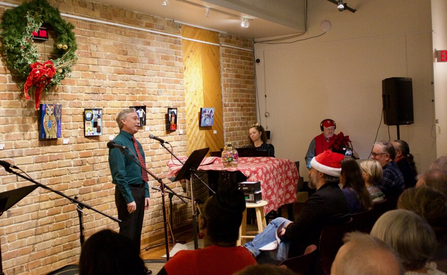 George Domby (left) and Linda Markas (right) performing at the Homemade Holiday Shorts 2025.