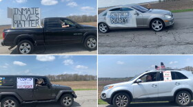 Images of protestors outside the Westville Correctional Facility Apr. 28, 2020.