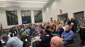 Local residents packed the community room of the Franklin Police Department on Mar. 3, 2026 to oppose a proposed data center in Simpson Co.