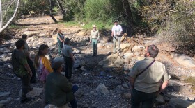 Experts involved in a project to remove four barriers restricting the movement of endangered steelhead trout on creeks at the Wheeler Gorge Campground in Ventura County tour the completed effort.