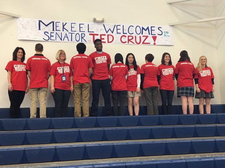 Students at Mekeel Christian Academy prepare to welcome Texas Senator Ted Cruz to their school.