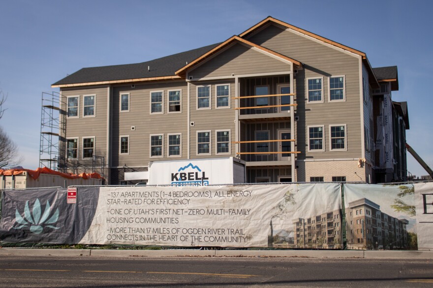 The Edgewater by Lotus complex under construction on Lincoln Avenue in Ogden, Dec. 31, 2025. Formerly called Riverwalk Phase 3, it’s designed to be affordable.