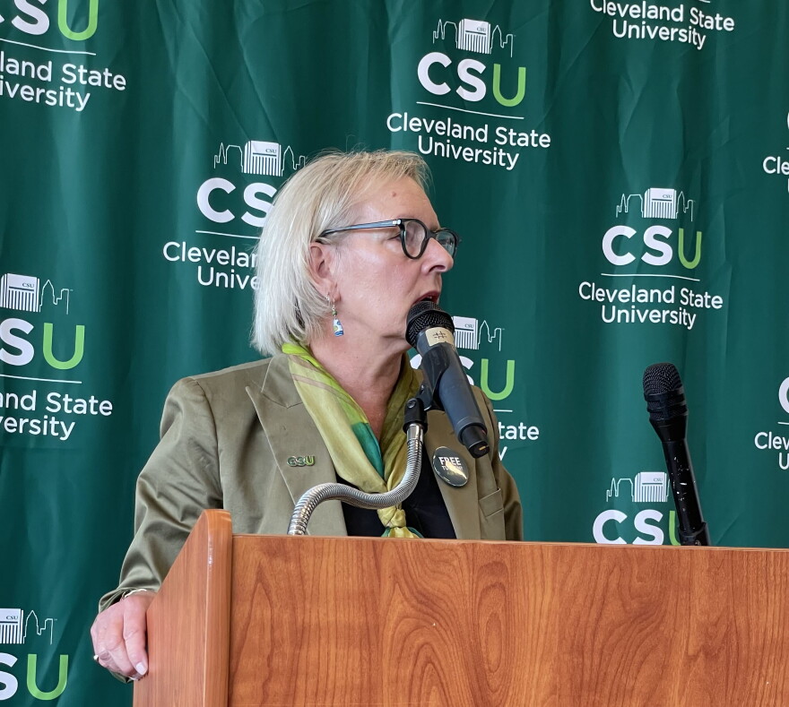 Cleveland State University President Laura Bloomberg explains CSU's new "Cleveland State Commitment" program.