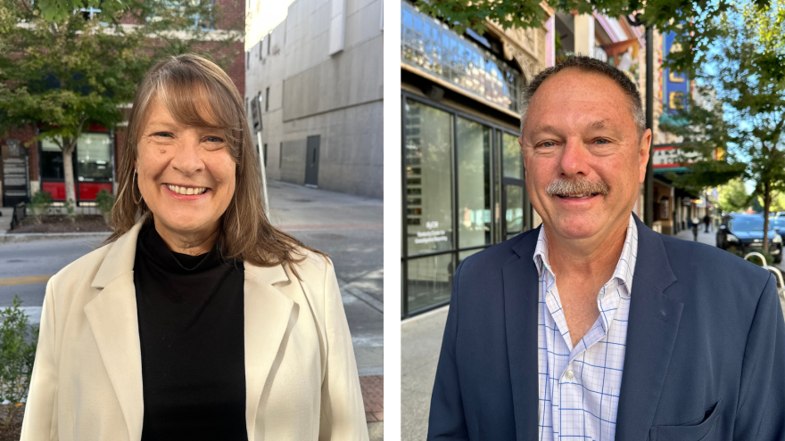 Democrat Michele Henry, left, and Republican Darrell Neeley are running for Indiana House District 72, which covers most of Floyd County.